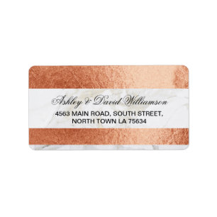 Marble Rose Gold Print Wedding Address Label