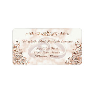 Marble Rose Gold Rings Elegant Wedding Shipping Label