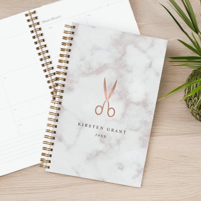 Marble & Rose Gold Scissors Salon Logo Planner (Creator Uploaded)