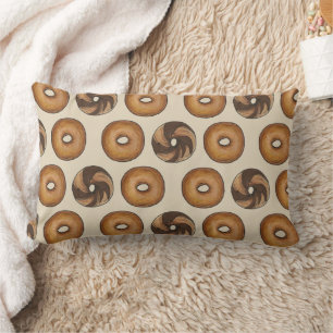 Marble Rye Cinnamon Raisin Plain Bagel Breakfast Lumbar Cushion