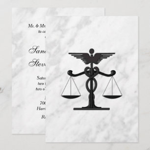 Marble Scales of Law and Medical Unite  Invitation