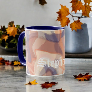 Marble script fall terracotta purple modern  mug