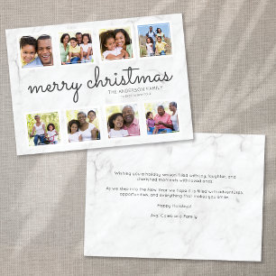 Marble Script Photo Collage Christmas Holiday Card