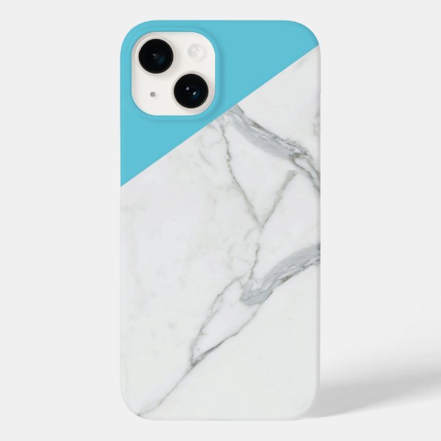 Marble Seafoam Blue Protective iPhone Case 14 13 (Back)