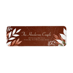 Marble Sienna Earthy Botanical Border Return Address Label