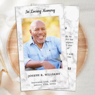 Marble Simple Memorial Photo Funeral Thank You Card
