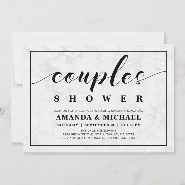 Marble | Simple Modern Couples Wedding Shower Invitation (Front)