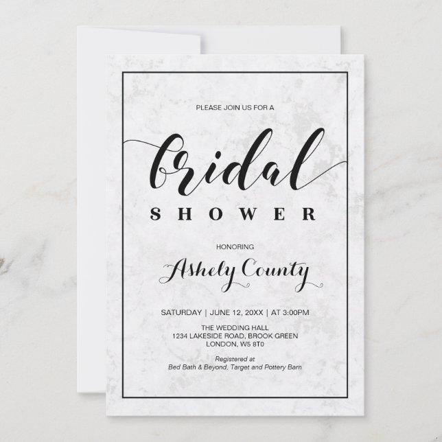 Marble | Simple Modern Typography Bridal Shower Invitation (Front)