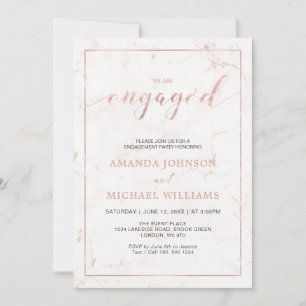 Marble   Simple Modern Typography Engagement Party Invitation