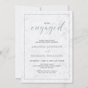 Marble   Simple Modern Typography Engagement Party Invitation