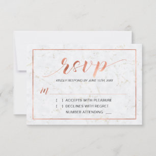 Marble Simple Modern Typography RSVP Insert Card