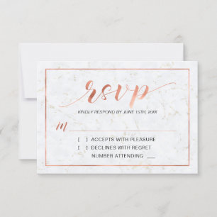 Marble Simple Modern Typography RSVP Insert Card
