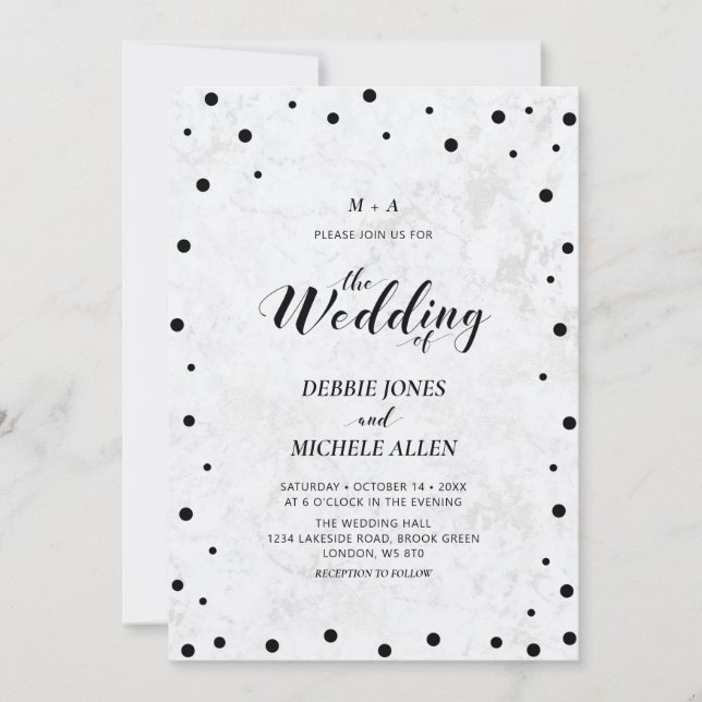 Marble | Simple Modern Typography Wedding Ceremony Invitation (Front)