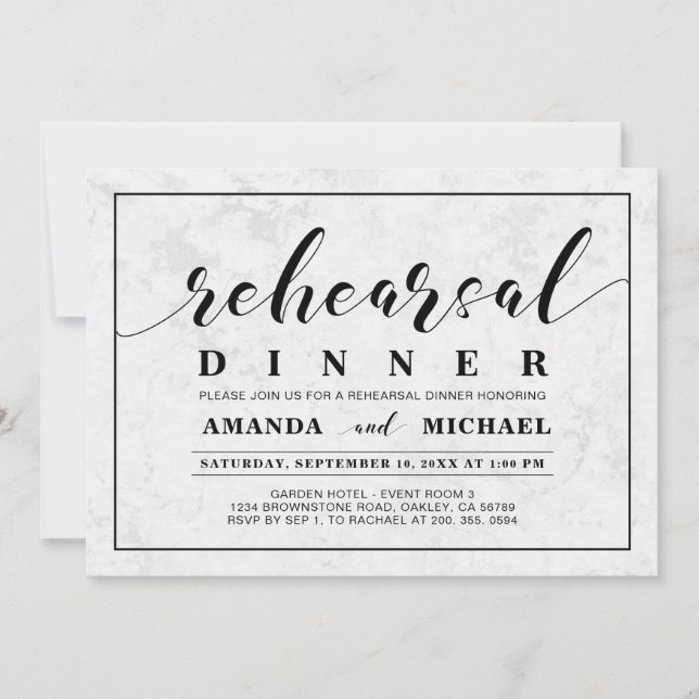 Marble | Simple Modern Wedding Rehearsal Dinner Invitation (Front)