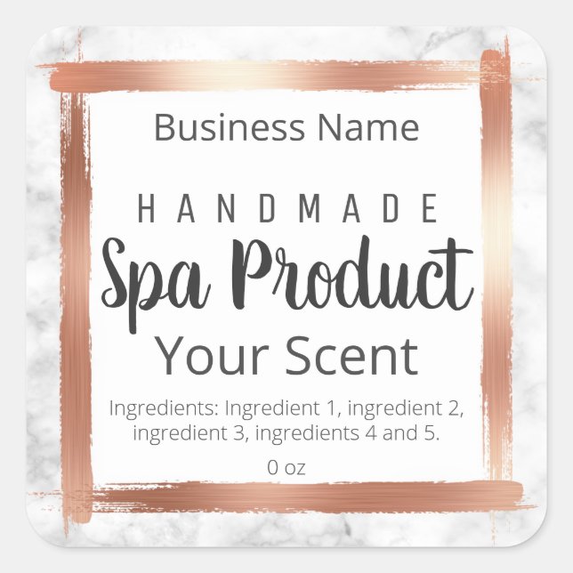 Marble Soap Body Scrub Bath Bomb Soak Labels (Front)