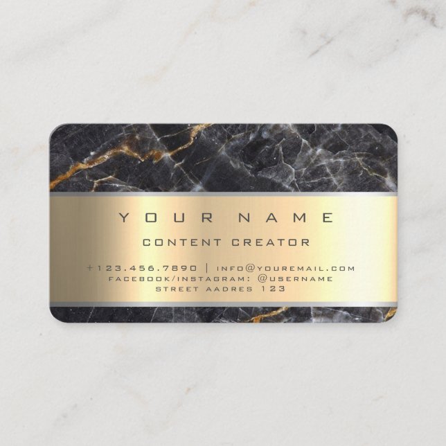  Marble Social Media Manager Content Creator Business Card (Front)