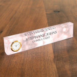 Marble Sparkling Rose Gold Bokeh Pattern Name 2020 Nameplate