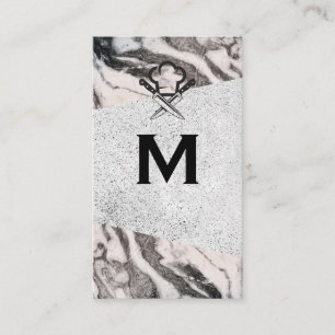 Marble   Speckled Background   Chef Hat Knife Business Card