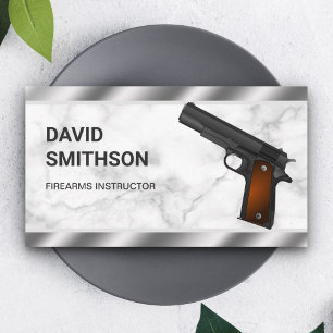 Marble Steel Pistol Gun Shop Gunsmith Firearms Business Card