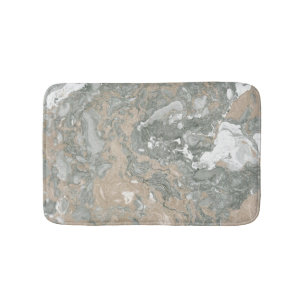Marble Stone Abstract Creamy Beige Ivory Grey Bath Mat