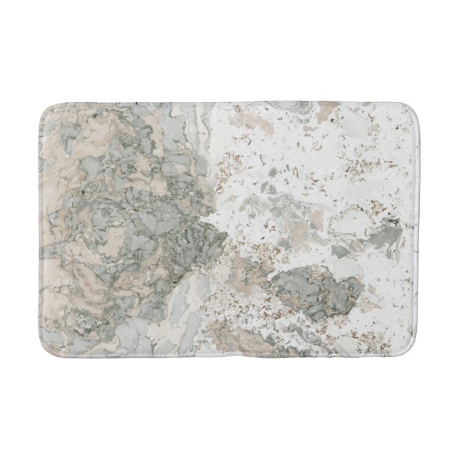 Marble Stone Abstract Creamy Mint Cali Grey Bath Mat (Front)