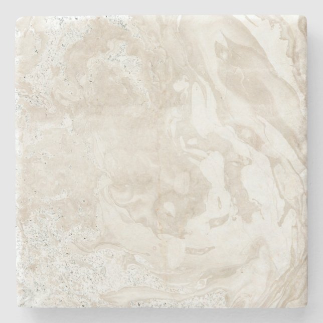 Marble Stone Bright Carrara Beige Ivory Gray Coaster (Front)