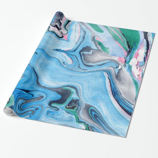 Marble Stone Bright Colours Wrapping Paper (Unrolled)