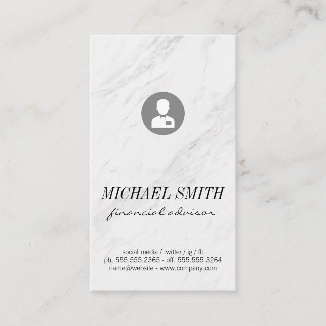 Marble Stone Business Avatar Business Card (Front)