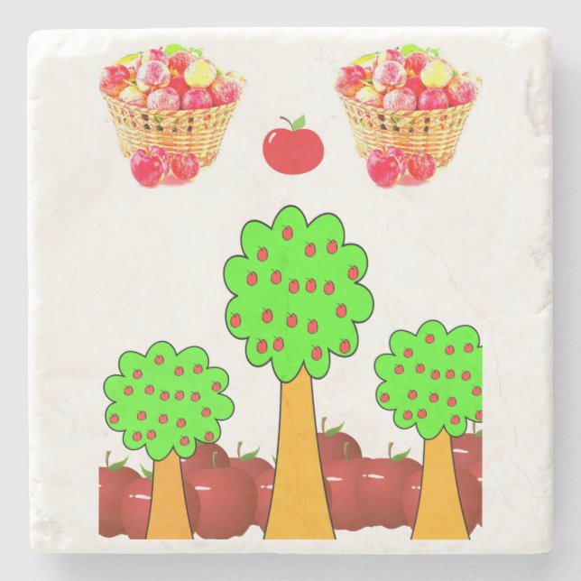 Marble Stone Coaster Apple (Front)