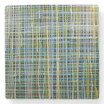 Marble Stone Coaster "Blue Plaid"