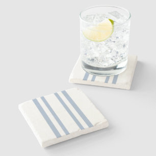 Marble Stone Coaster Blue & White Stripe 