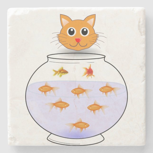 Marble Stone Coaster Cat (Front)