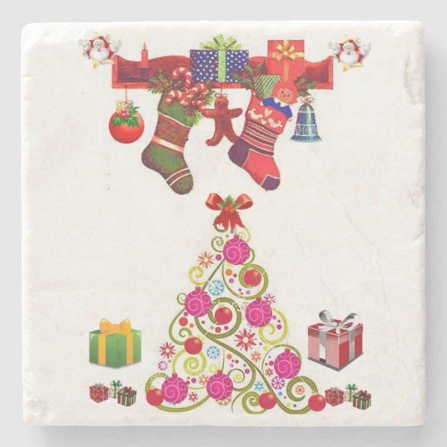 Marble Stone Coaster Christmas (Front)