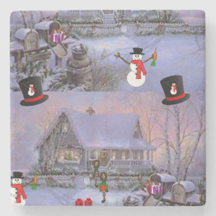 Marble Stone Coaster Christmas