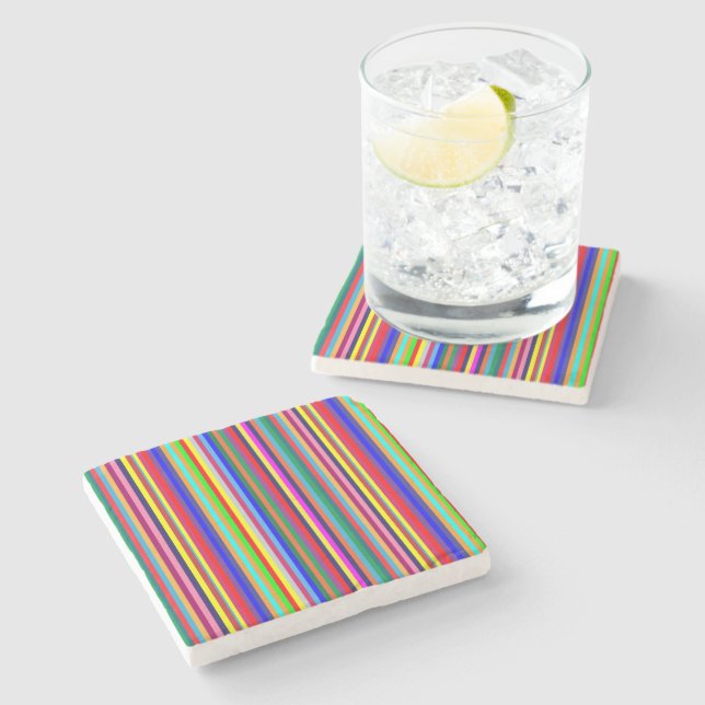 Marble Stone Coaster Colorful Stripe  (Side)