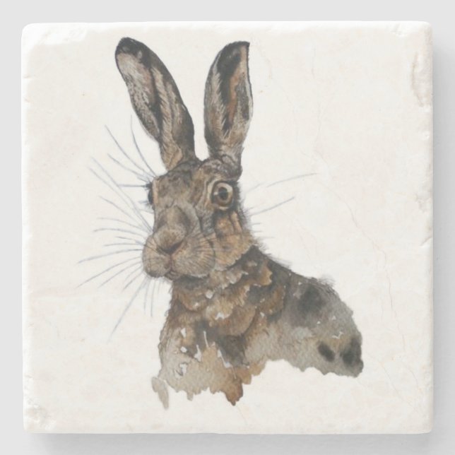 Marble stone coaster hare (Front)