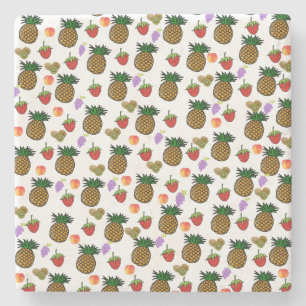 Marble Stone Coaster Pineapple Strawberries Fruit 
