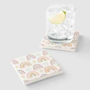 Marble Stone Coaster Rainbow Watercolor