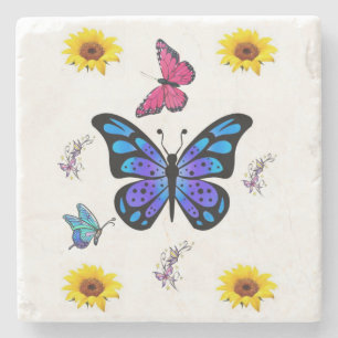 Marble Stone Coaster Sunflower
