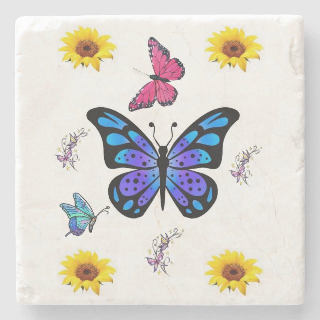 Marble Stone Coaster Sunflower (Front)