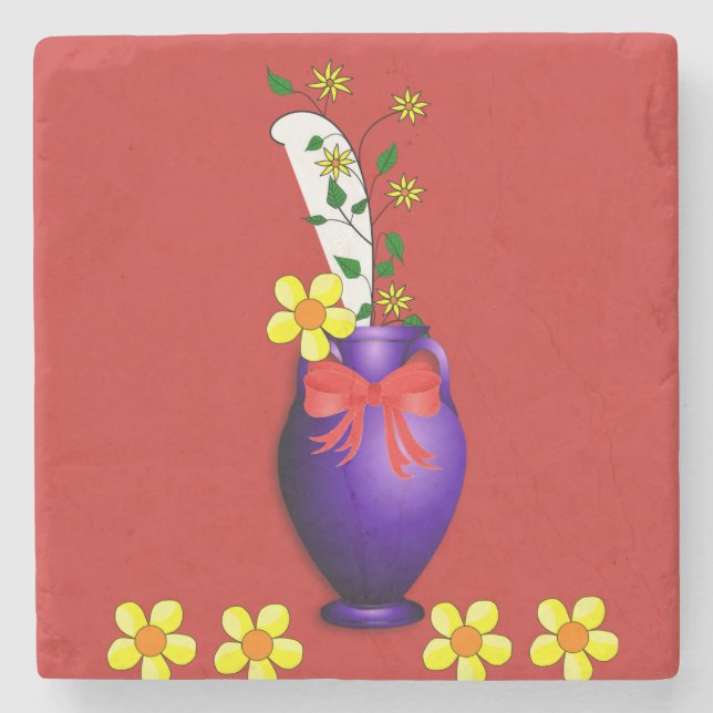 Marble Stone Coaster Sunflower (Front)