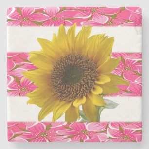Marble Stone Coaster Sunflower
