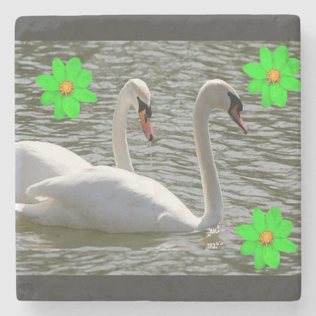 Marble Stone Coaster Swan (Front)
