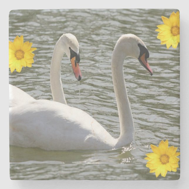Marble Stone Coaster Swan (Front)