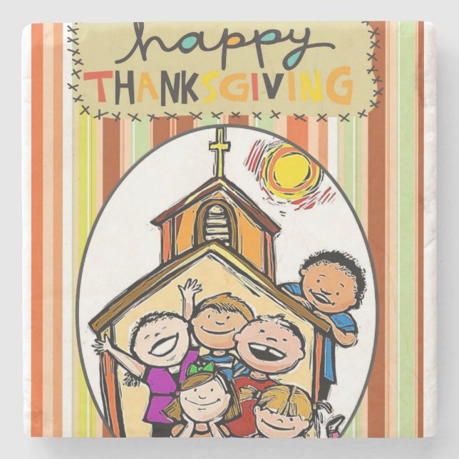 Marble Stone Coaster Thanksgiving (Front)