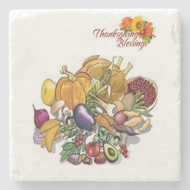 Marble Stone Coaster Thanksgiving (Front)