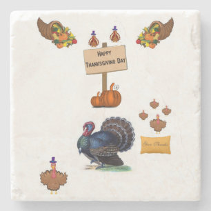 Marble Stone Coaster Thanksgiving