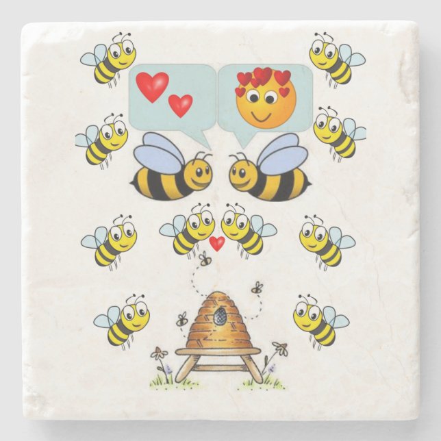 Marble Stone Coaster Valentine's Day (Front)