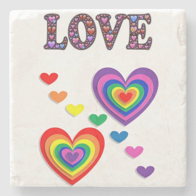 Marble Stone Coaster Valentine's Day (Front)