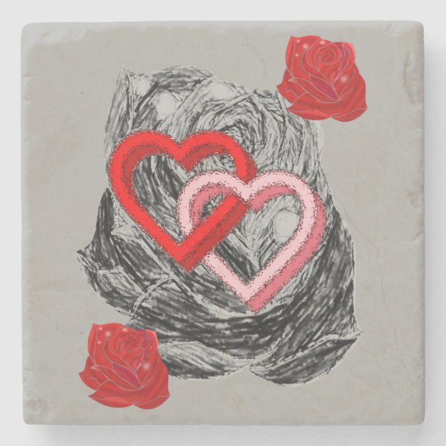 Marble Stone Coaster Valentine's Day (Front)